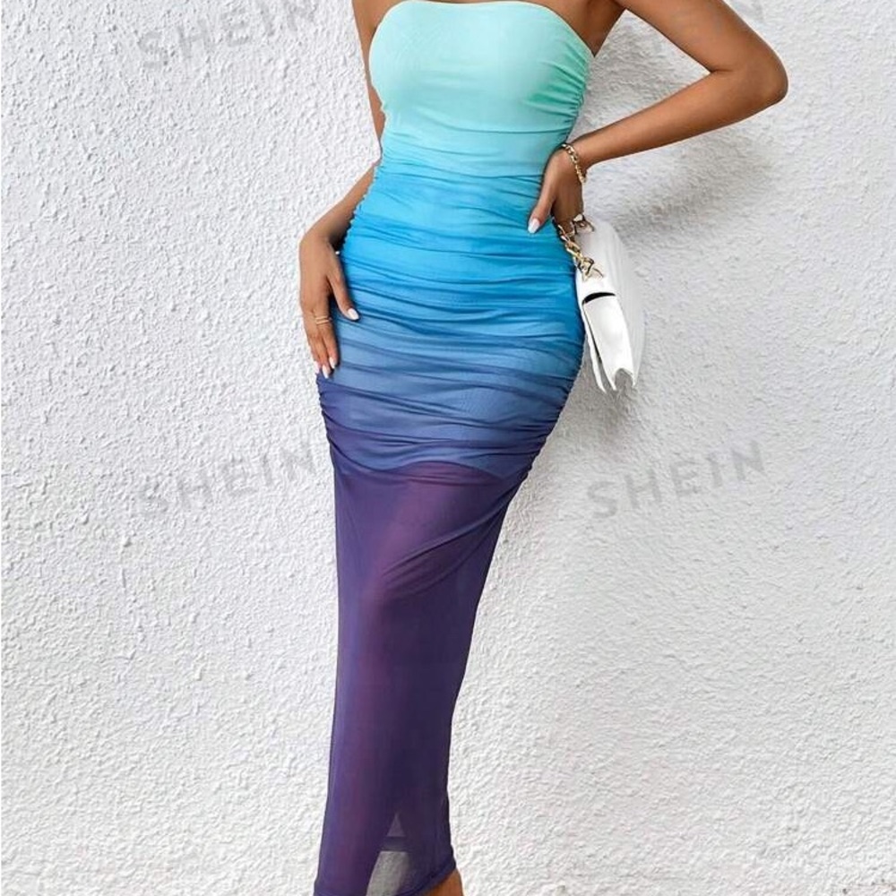 Shein Ombre Strapless Dress